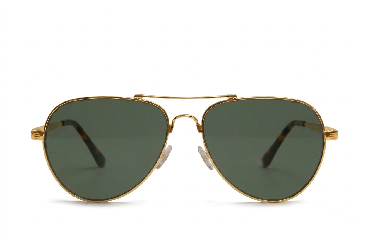 EYRA AERO – Polished Gold with G‑15 Green Polarized Lenses