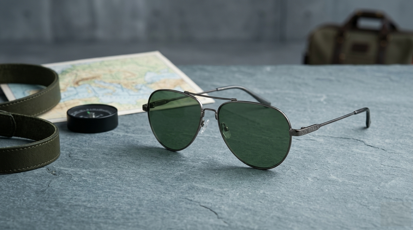 EYRA AERO – Gunmetal with G‑15 Green Polarized Lenses hero image