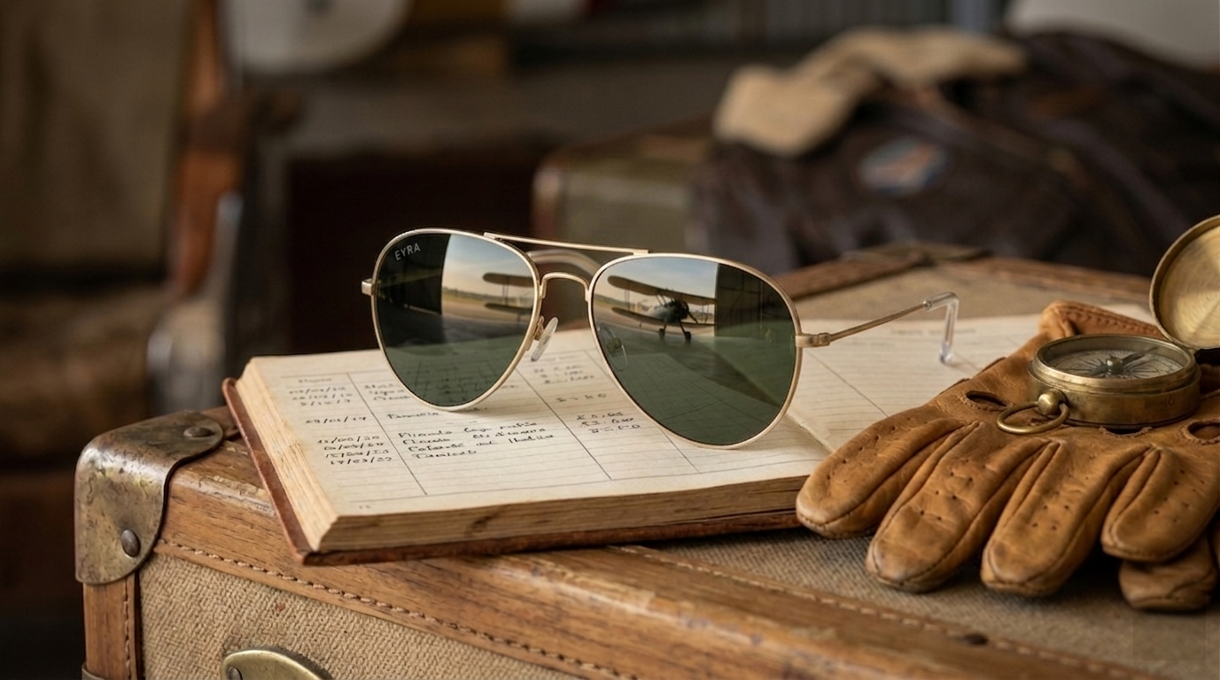 EYRA AERO – Polished Gold with G‑15 Green Polarized Lenses hero image
