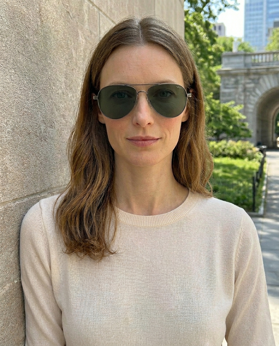 EYRA AERO – Gunmetal with G‑15 Green Polarized Lenses on Liz