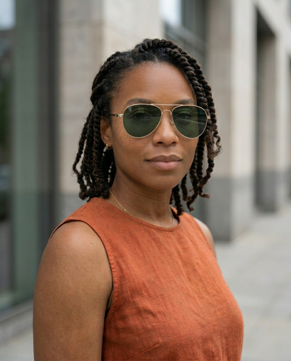 EYRA AERO – Polished Gold with G‑15 Green Polarized Lenses on Amara