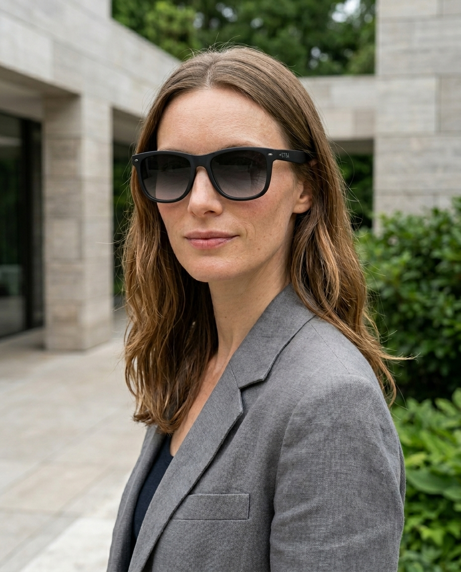 EYRA KARO – Matte Black with Grey Gradient Polarized Lenses on Liz