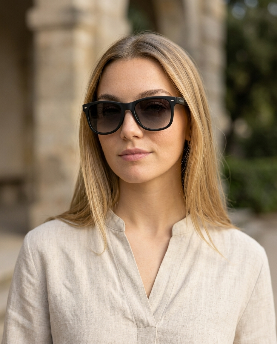 EYRA KARO – Matte Black with Grey Gradient Polarized Lenses on Emma