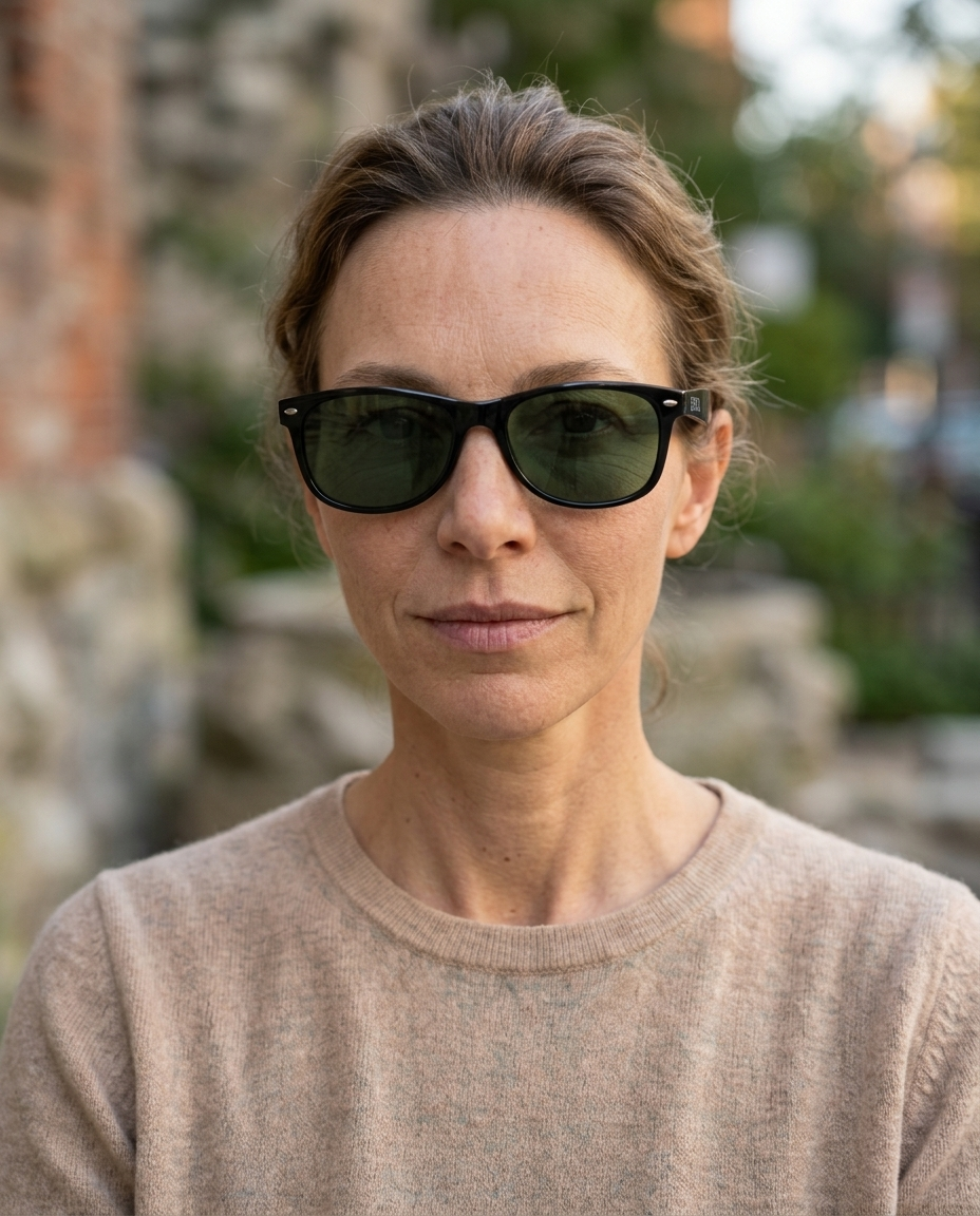 EYRA LUNO – Black with G‑15 Green Polarized Lenses on Anya