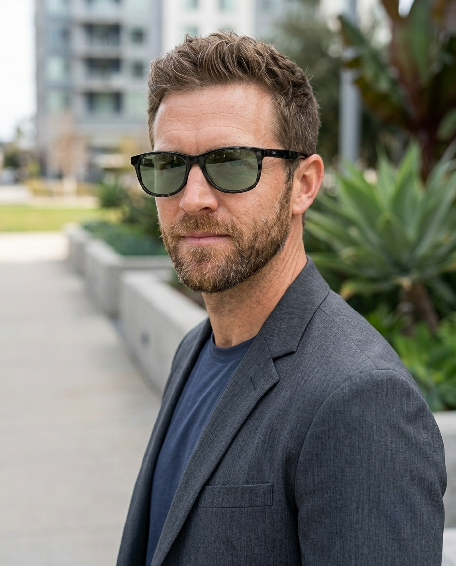 EYRA LUNO – Black with G‑15 Green Polarized Lenses on Ethan