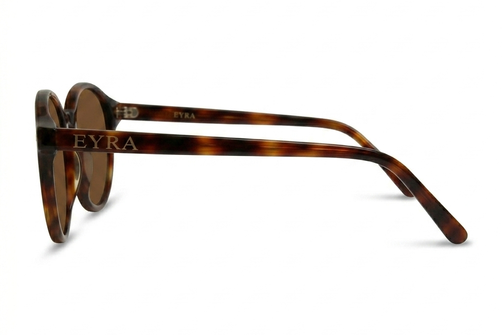 Gold sunglasses on a white background