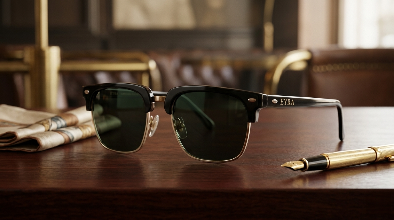 EYRA SERA – Black & Gold with G‑15 Green Polarized Lenses hero image