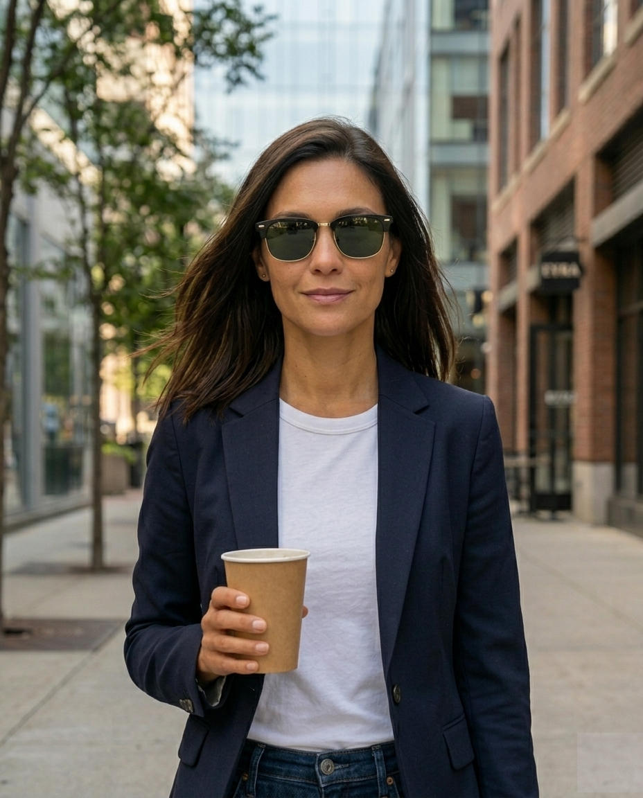 EYRA SERA – Black & Gold with G‑15 Green Polarized Lenses on Isabela