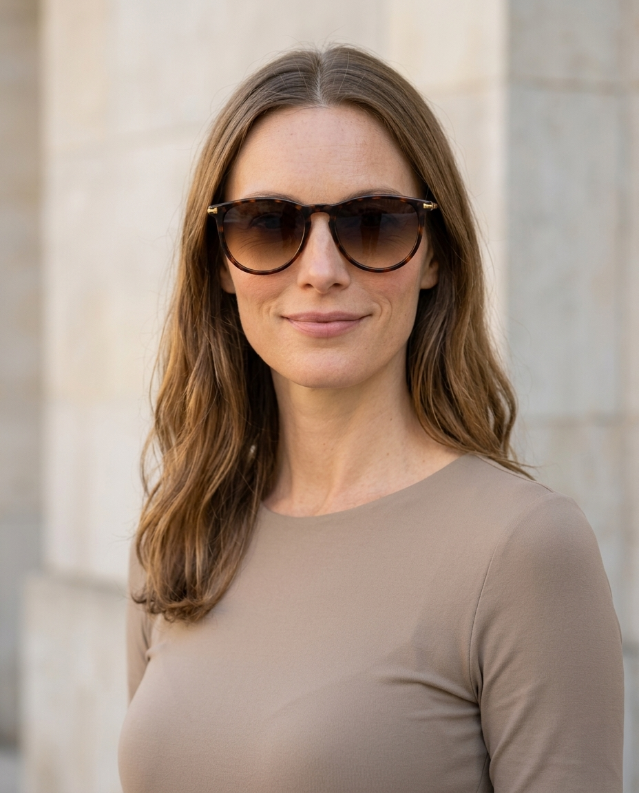 EYRA TARO – Black with Grey Gradient Polarized Lenses on Liz